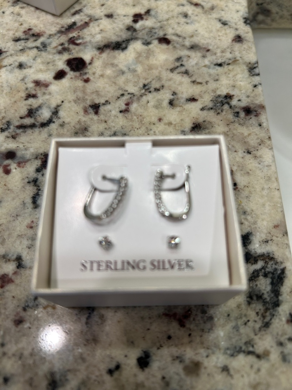 Sterling Silver diamond Hoop and Stud Earrings - Silver 1/10 ct